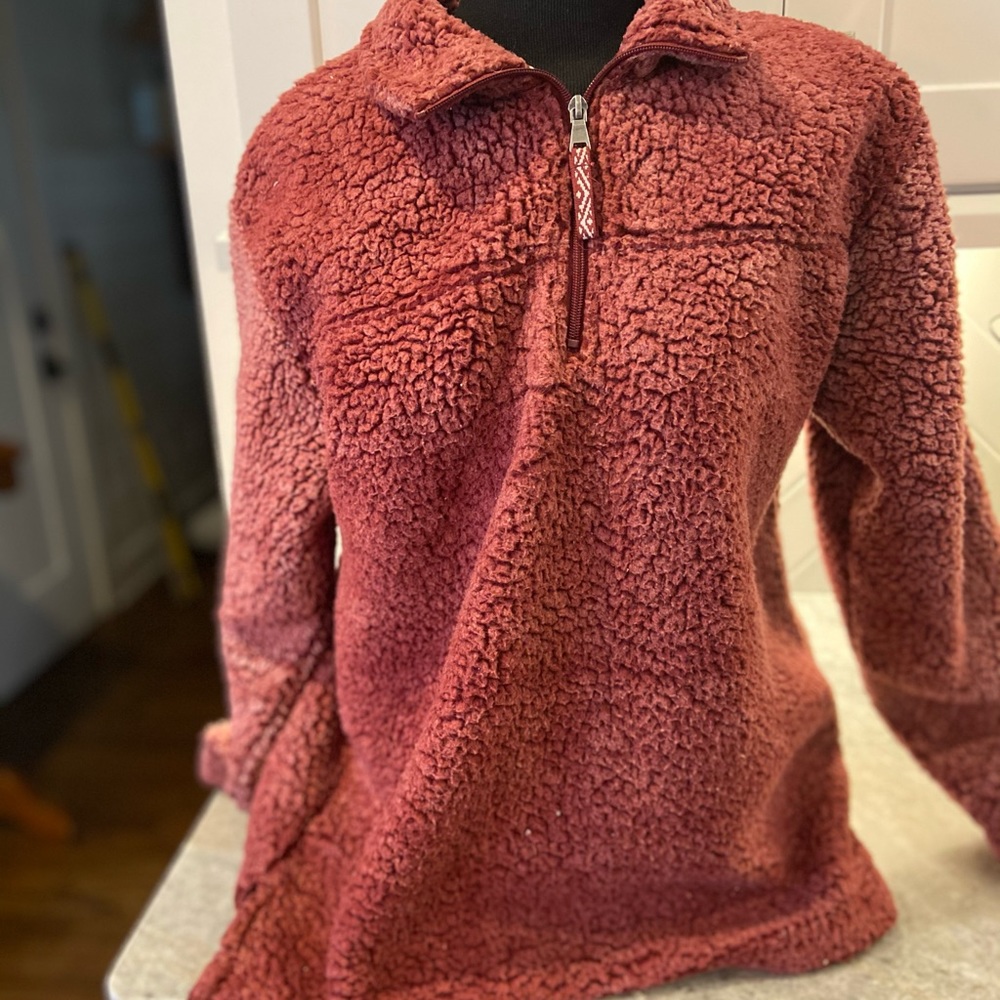 Rose colored teddy pullover